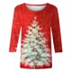 thumbnail image 3 of Camisetas de Manga Larga de las Mujeres Imprimir Navidad Cuello Redondo 3/4 Manga Suéter, Top Casual para las Vacaciones, 3 of 5