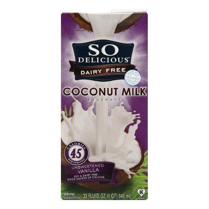 So Delicious Coconut Milk Beverage Unsweetened Vanilla, 32 FO (Pack of 12)