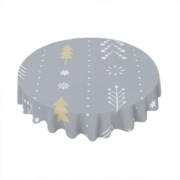 Eveokoki Christmas Tablecloth Round 60 Inch Christmas Washable Wrinkle Stain-Resistant Polyester Table Cloth Indoor Winter Decorations for Home Kitchen Dinning Party Holiday