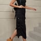 thumbnail image 5 of ICHUANYI Clearance Women's Spring And Summer Work Dress Pocket Skirt Casual Mid-length Skirt(Black, M) ICHUANYI WER2023081009638, 5 of 5
