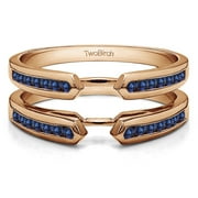 Sapphire Mounted in Sterling Silver Traditional Style Cathedral Ring Guard Enhancer (0.39ctw)