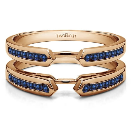 Sapphire Mounted in Sterling Silver Traditional Style Cathedral Ring Guard Enhancer (0.39ctw)