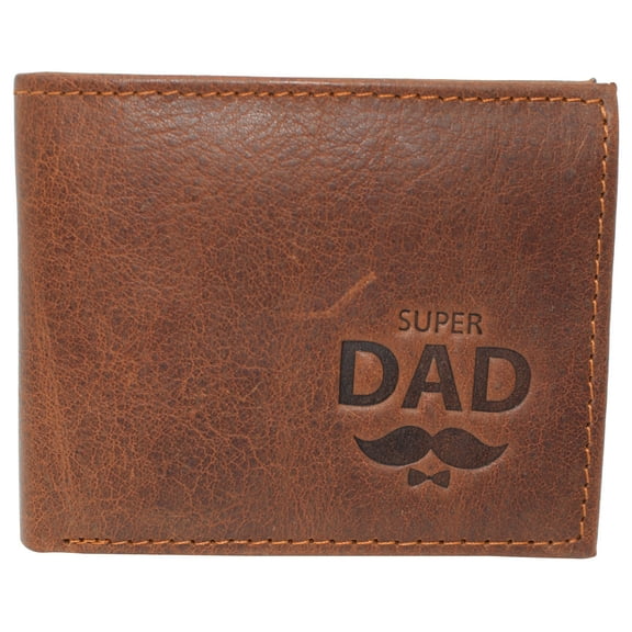 Super Dad RFID Blocking Real Leather Bifold Classic Wallet for Men