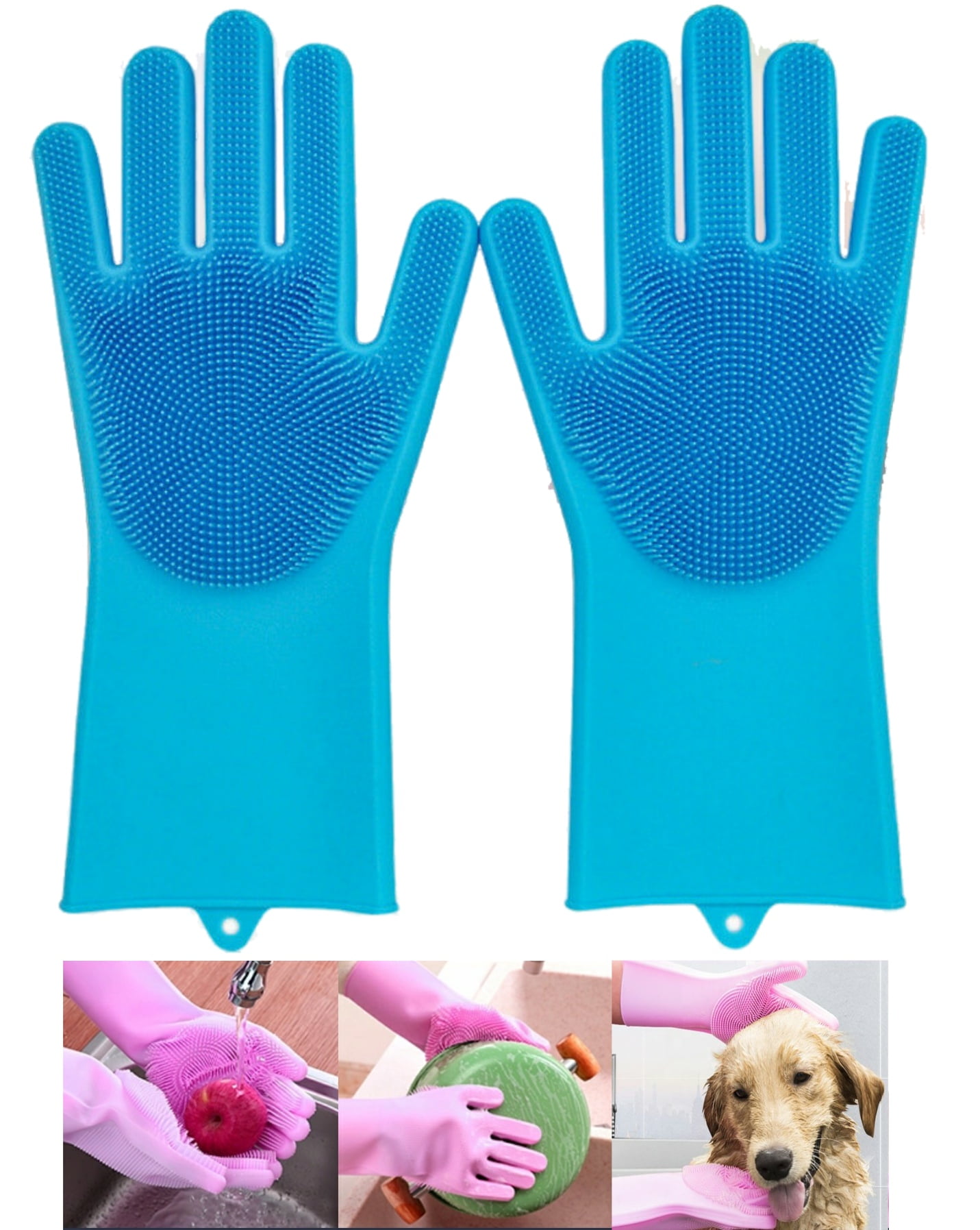 Neat Ideas Silicone Scrubby Gloves Multi Functional Kitchen Car Pet Bathroom 