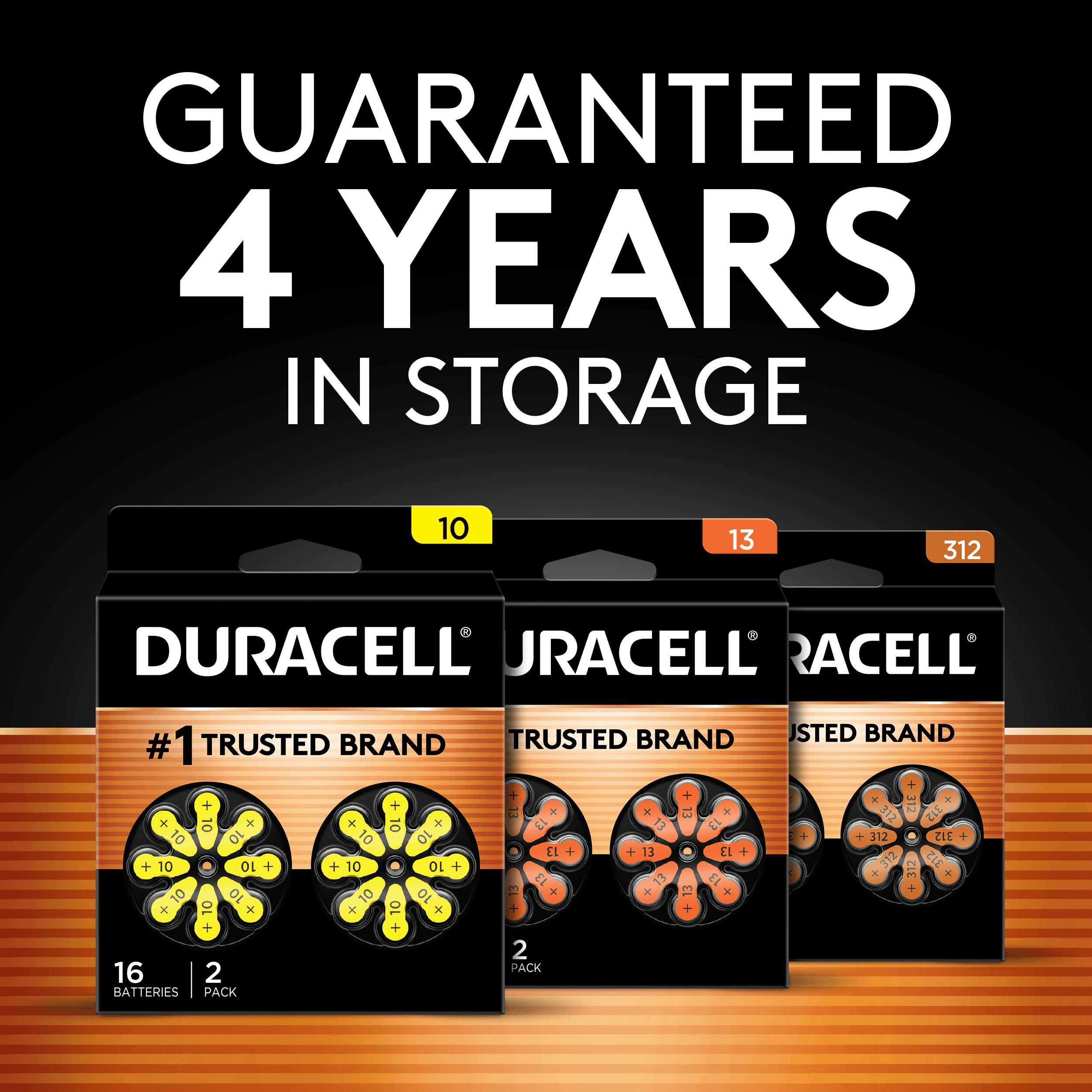 (3 pack) Duracell EasyTab 312 Hearing Aid Batteries, Size 312 - Brown, 16 Pack
