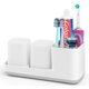 thumbnail image 1 of Soporte para cepillos de dientes, soporte para cepillos de dientes y pasta de dientes, vasos para dientes, 2 vasos para dientes de baño, plástico, blanco, 1 of 5