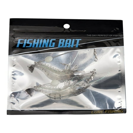 Luminous Soft Artificial Shrimp Bait with Hook - Black and White Fishing Lure Accessory