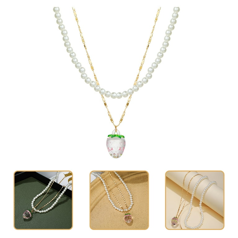PAVOI Rhodium Plated Layered Pearl Pendant Necklace