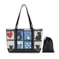 thumbnail image 7 of FORMRS Canvas Laptop Tote Bag for Women with 15.6" Computer Compartments Shoulder Handbag, Black Cats and Hearts, 7 of 7