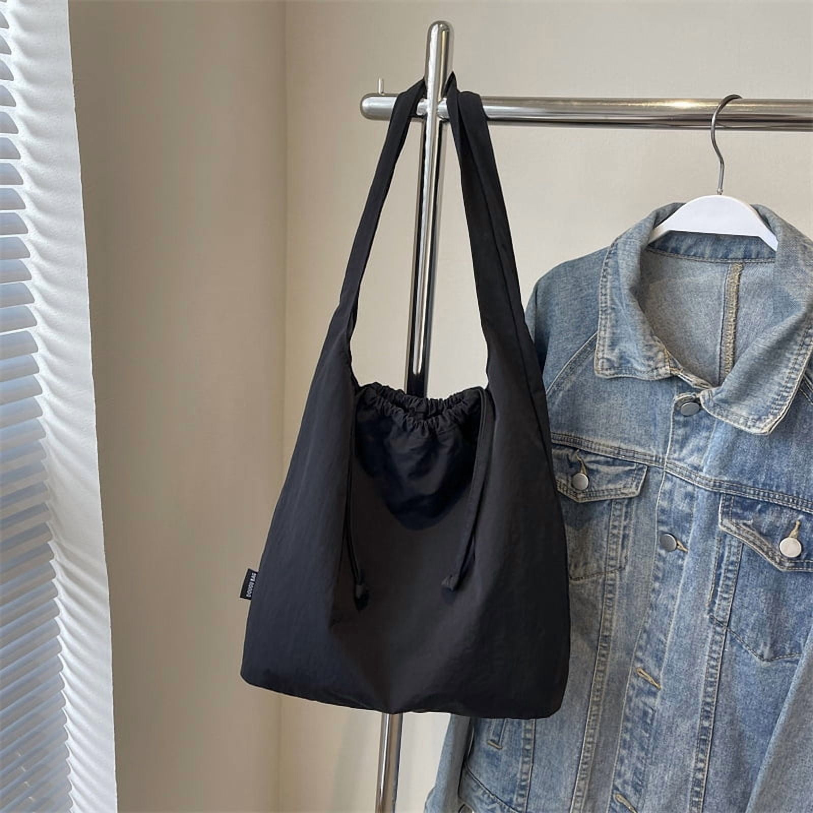 New nylon fabric bag, trendy Japanese-style simple solid color tote bag, casual large-capacity versatile shoulder bag, cross-border backpack