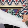 thumbnail image 3 of Oversized Wearable Blanket Hoodie,Blue Boho Tribal Masks and Diamonds Pattern Sherpa Blanket Hoodie with Super Pockets,Super Warm Fuzzy Pullover for Women & Men, 3 of 6