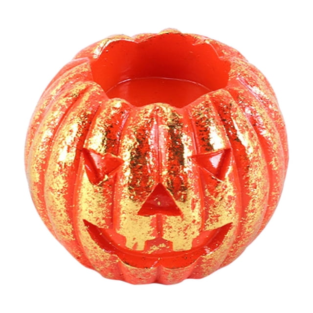 Portavelas de Halloween | Candelabro de calabaza para decoración del hogar | Portavelas decorativo para velas pequeñas | Soporte para velas con ambiente espeluznante para fiestas y reuniones