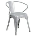 thumbnail image 5 of Emma + Oliver Commercial 30" Round Silver Metal Indoor-Outdoor Table Set with 4 Arm Chairs, 5 of 5