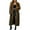 Brown, variant on Women's Brown Long Faux Fur Coat, Winter Warm Full-Length Jacket, Casual Luxury Outerwear - Trendy Fashion Brown L