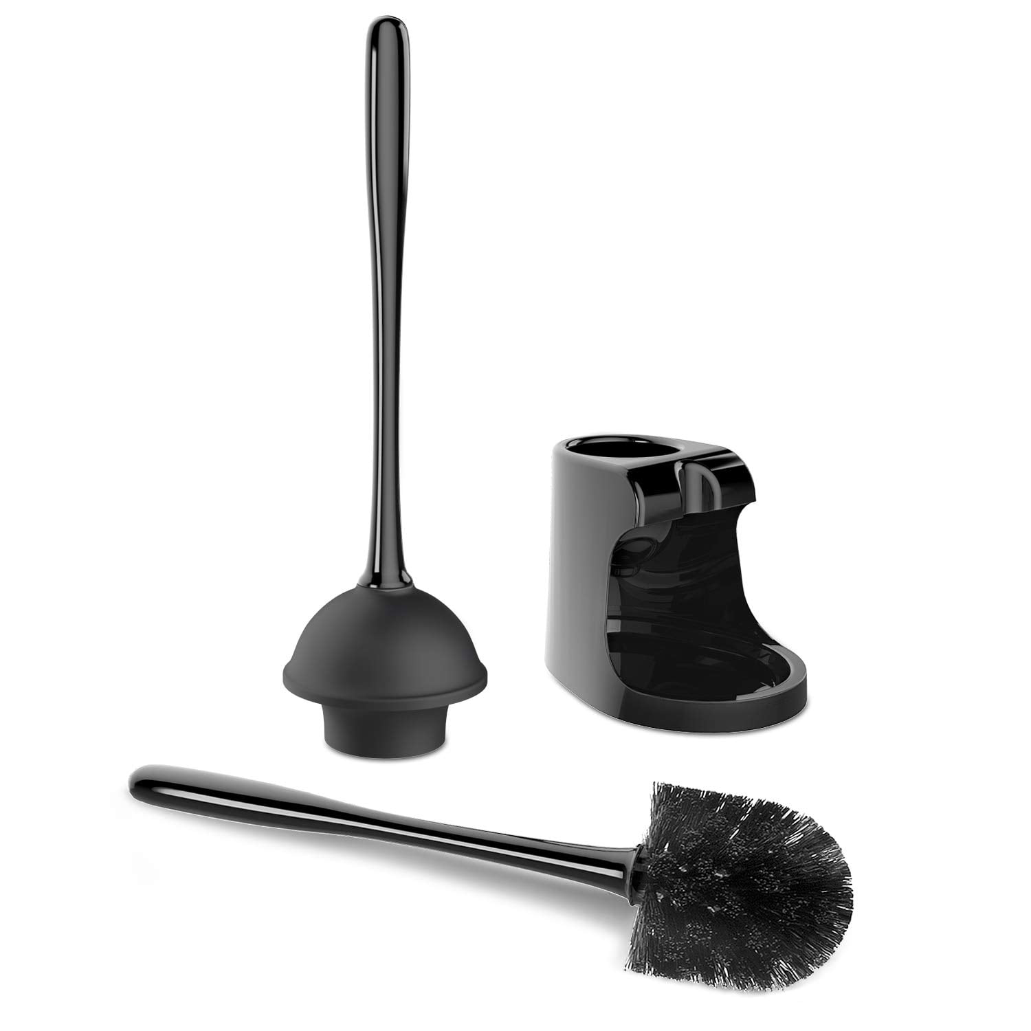 Toilet Plunger and Bowl Brush Combo for Bathroom Cleaning, Durable Black Set with Easy Grip Handle, Effective Toilet Maintenance Tools, 2 Pieces