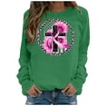 thumbnail image 3 of QATAINLAV T-Shirts pour Femmes Cancer du Sein Automne Manches Longues Col Rond T-Shirt Imprimé Graphique Nouveauté Chandail en Molleton Mignon Chandail Sortie Tops Meilleures Ventes Aujourd'hui Vert G, 3 of 6