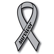 Magnet Me Up Support Brain Cancer Survivor Grey Ribbon Magnet, 3.5x7 In, Vinyl Automotive Magnet