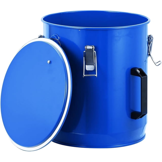 6 Gallon Fryer Grease Bucket - Rust-Proof,Filter Bag, Lock Clips - 22.71 Litre Steel Oil Disposal Container with Lid Kitchen & Restaurant Use