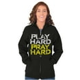 thumbnail image 4 of Play Hard Pray Hard Christian Faith Zip Up Hoodie Men's Women's Brisco Brands L, 4 of 6