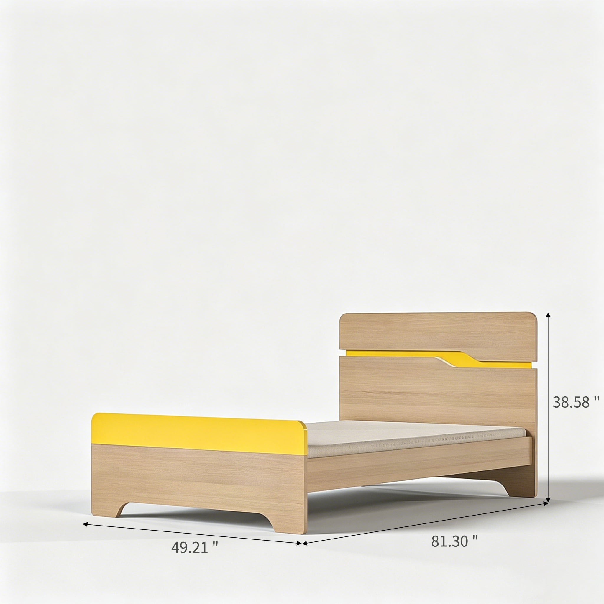 Twin Kids Bed Frame with Slatted Support System, Durable Wood Platform Bed with Thickened Engineered Wood Construction, Modern Bedroom Furniture for Children and Teens