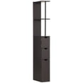 thumbnail image 2 of HOMCOM 54" Tall Bathroom Storage Cabinet, Freestanding Linen Tower with 2-Tier Shelf and Drawers, Narrow Side Floor Organizer, Brown, 2 of 9
