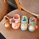 thumbnail image 5 of Pantuflas de terciopelo coral para niños y niñas, suaves y antideslizantes, con diseño de pingüino y pájaro, con banda de goma, forro polar sintético marrón 14, 5 of 5