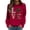 Red, variant on Women's Casual Crew Neck Sweatshirt Long Sleeve Loose Hoodless Pullover Top for Athletic Leisure Wear