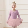 thumbnail image 2 of Ticikt Ballet Dress for Girls,Toddler Dance Leotard with Tutu Skirt Long Sleeve Ballerina Outfit with Flowy Layered for Recitals And Rehearsals Comfortable Stretch Leotard Fit,Color:Light Purple, 2 of 3
