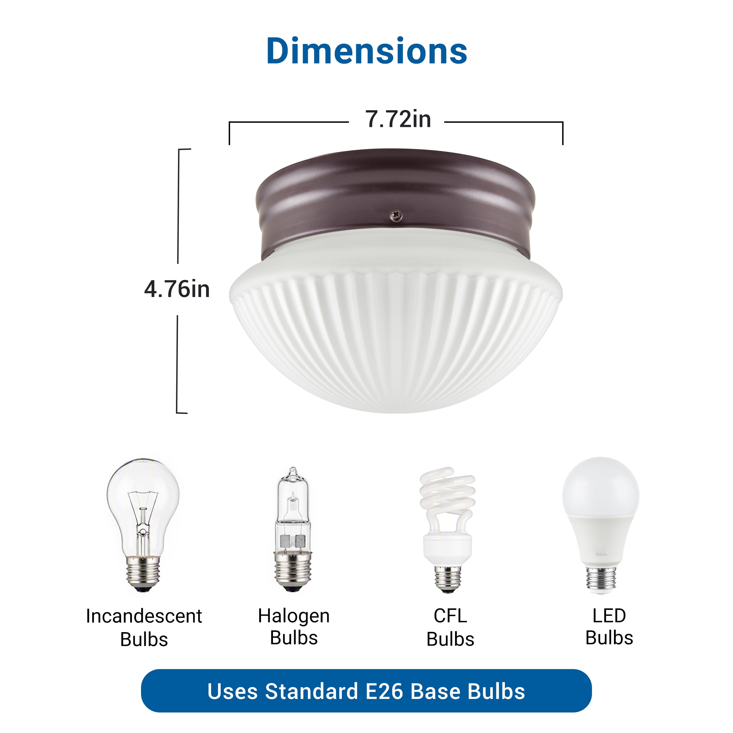 Mainstays Flush Mount Ceiling Light, Bronze Finish, Bulb Not Included
