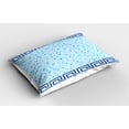 thumbnail image 2 of Aqua Pillow Sham Set of 2, Antique Greek Border Mosaic Tile Squares Abstract Swimming Pool Design, Quality Microfiber Bedding Item for All Seasons, 26" x 20", Pale Blue Navy Blue, by Ambesonne, 2 of 3