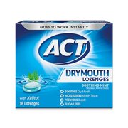 ACT Dry Mouth Lozenges With Xylitol 18 Count (Pack of 6) Soothing Mint