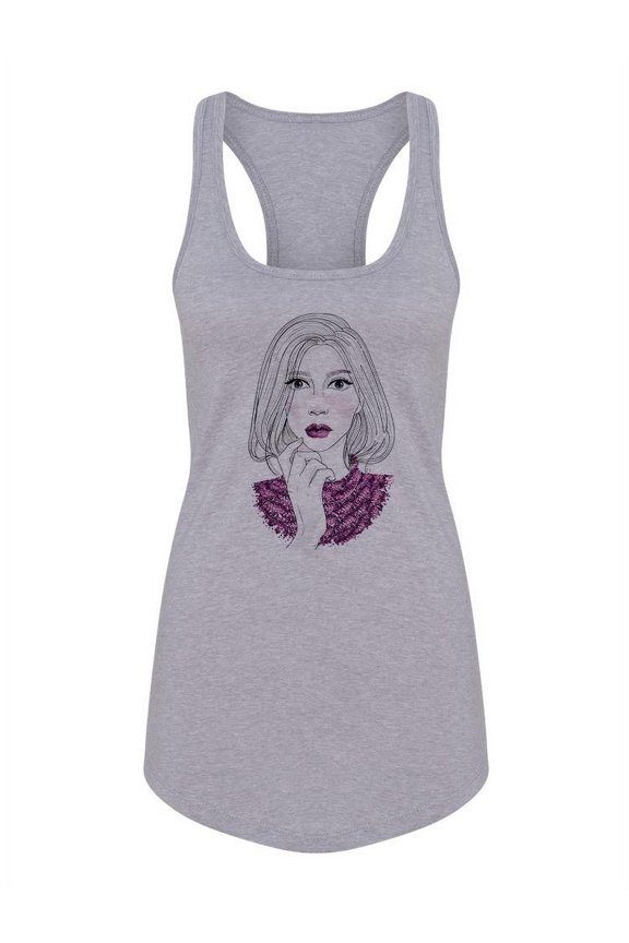Woman Face Portrait Racerback Tank Women -Image by Shutterstock, Female Small