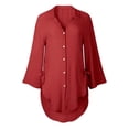 thumbnail image 2 of Aayomet Long Sleeve Tee Shirts for Women Casual Ladies Button Loose Dress Shirt Womens Women's Blouse (Red, M), 2 of 4