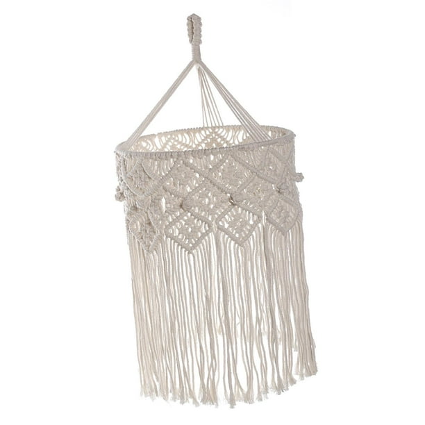 Pantalla de lámpara tejida a mano, estilo bohemio, para decoración de lámparas colgantes de macramé.