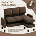 thumbnail image 6 of Homall 70" Length Sectional L-Shaped Sofa 3-Seat Couch with Reversible Chaise for Small Living Room, Apartment and Small Space, Brown, 6 of 8