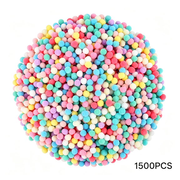 BZCOE 1500 Pieces 1 Cm Pastel Pom Poms Balls Small Pom Poms for Holiday Crafts Making Diy Miniature Decorations Accessories,Pom Poms for Crafts