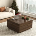 thumbnail image 5 of 31.5" Wood Square Coffee Table with Storage, Modern Center Table with 4 Drawers, Walnut Finish, 5 of 7