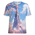 thumbnail image 5 of Blossoming Paris Eiffel Tower T Shirts Basic T-Shirt Short Sleeve Ladies Tee Shirt Summer Graphic Clothing, 5 of 6