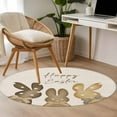 thumbnail image 5 of 3ft Round Rug, Happy Easter Non-Skid Rubber Backing Large Area Rugs - Living Room Bedroom Home Office, Polka Dot Bunny Spring Beige Burlap Indoor Floor Mat Carpets Washable Rug, 5 of 9