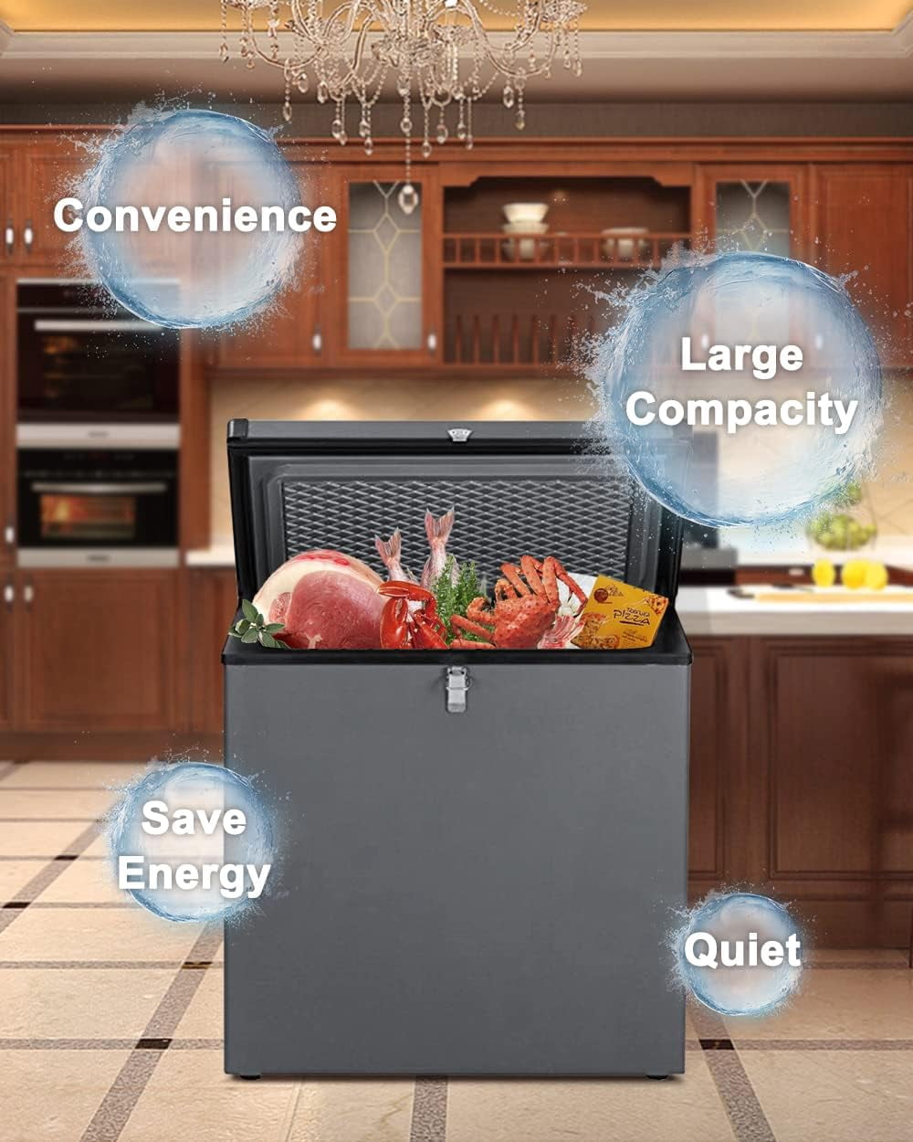 Smad Propane Gas Chest Freezer 2.5 Cu Ft 110V /12V /LPG Offgrid Removable Basket and Lock