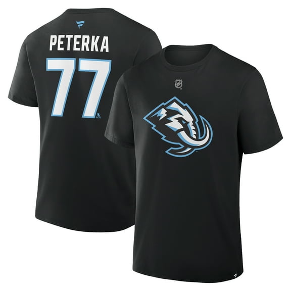 Men's Fanatics JJ Peterka Black Utah Mammoth Authentic Stack Name & Number T-Shirt