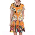 thumbnail image 1 of Bixox Robe d'Été à Manches Courtes pour Femmes Robe Ample Longueur Genou avec Poches-Flamants Roses Halloween, 1 of 7