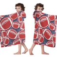 thumbnail image 4 of Red Footballs on Blue Pattern Hooded Bath Towel，60"x35" for Ages 3 To 12 Kids, Quick Dry Lightweight Soft Microfiber Hood Beach Towel Cover Up for Kids, 4 of 7