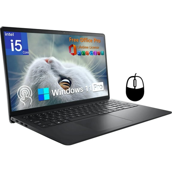 Dell Inspiron 15 Touchscreen Laptop, with Office Pro Lifetime License, 15.6" IPS FHD  Display, Intel i5-1235U Processor, 16 GB RAM 512 GB SSD, Intel UHD Graphics, HDMI, Windows 11 Pro, w/Accessories