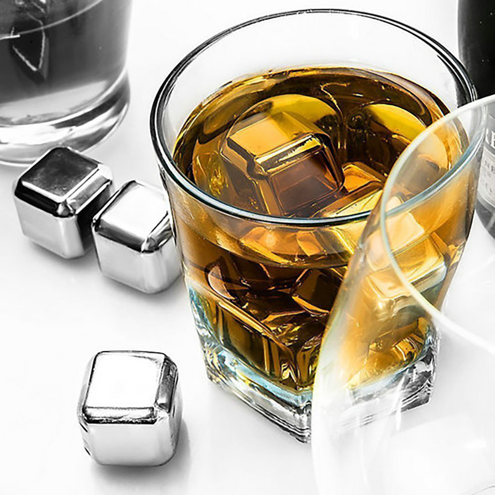 16 Glaçons En Acier Inoxydable Réutilisables WACH AUF Avec Pince - Pour Whisky, Vin, Cocktails - Ne Diluent Pas
