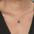 thumbnail image 3 of Gem Stone King 925 Sterling Silver London Blue Topaz Pendant Necklace for Women (2.91 Cttw Cushion Cut 8MM, Gemstone Birthstone, with 18 inch Chain), 3 of 5