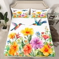 thumbnail image 2 of Erosebridal Hummingbird Flower Sheet Set Twin,Spring Graden Bedding Sets Twin Size,Girls Room Decorative,Breathable,3 Pieces, 2 of 7