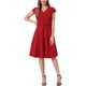 thumbnail image 2 of Vestidos de cóctel INSPIRE CHIC para mujer, con cinturón, escote en V, mangas cortas, vestido fluido en línea A, M rojo, 2 of 6