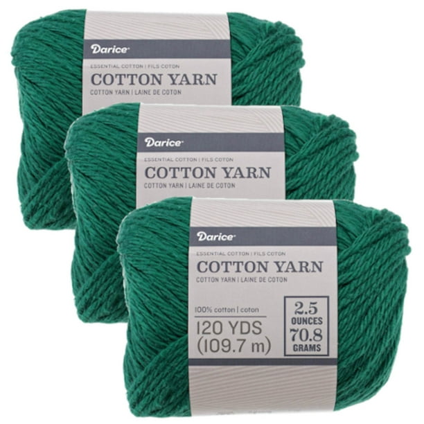 Size 4 Medium 100 Cotton Yarn 3 Pack of Skeins in Assorted Colors