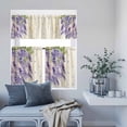 thumbnail image 2 of Kitchen Window Curtains Valance and Tier Set, Watercolor Purple Vineflowers Petals Rod Pocket Tier Curtains and Valance 3 Piece Set, Yellow Wood Board Window Treatment for Bedroom Living Room, 2 of 9